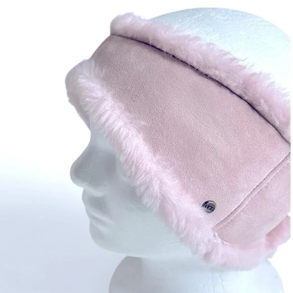 UGG Reversible Leather and Shearling Headband Ear Muff Brand New L/XL Pink - Picture 2 of 14